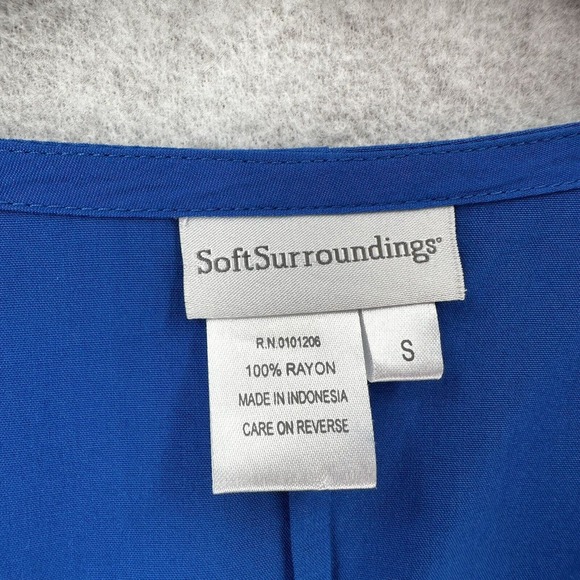 Soft Surroundings Blouse Womens‎ SMALL Blue Embroidery 3/4 Sleeve Button Rayon - Picture 11 of 14